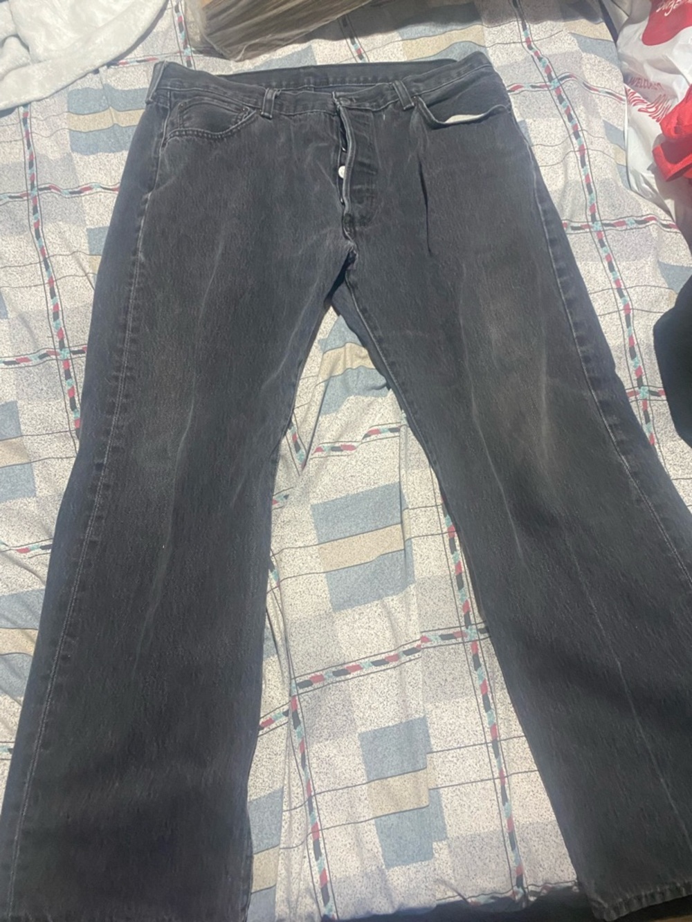 Levis 501 Jeans Mens 36x29 Black Button Fly Straight Denim Casual Bundle of 3